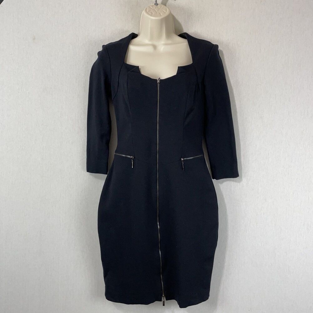 Vintage Cache Zipper Bodycon Dress Size 2 Black Witchcore Party Event Luxury